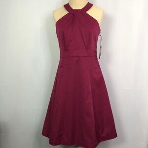 MERONA Collection Halter A Line Burgundy Cocktail Fit Dress Size 2